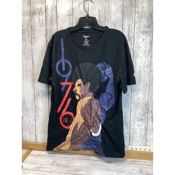 Dr. J 1976 Julius Erving Basketball Player T-Shirt Black Men's Size XL - Picture 1 of 4